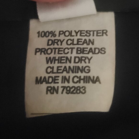 Alex Evenings Black Chiffon Drop Waist Bead Embellished Open Neck Gown - Sz 14 - Picture 10 of 16